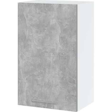 Meuble haut de cuisine Bellissi Beton Naturel 1 porte L 45 cm - Porte avec poignée apparente Grey (1/5)