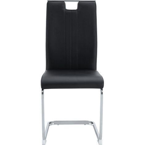 Lot de 4 chaises noires en PU avec dossier incurvé au design moderne (1/5)