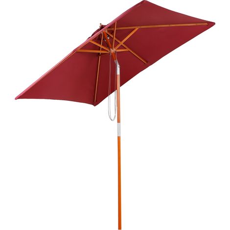 Sonnenschirm Balkon Ampelschirm Aus Tannenholz, 3-Stufig Einstellbar, Weinrot, 200X150X230Cm