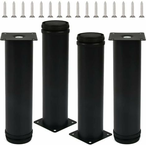 patas de muebles negras ajustables de 200 mm de altura, patas de acero inoxidable, patas de mesa engrosadas, patas de muebles con 16 tornillos de acero inoxidable. (1/5)