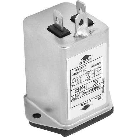 Filtre secteur EMI CW2B-10A T (001) avec porte-fusible 2 en 1, fusible unique 125/250 V (1/5)