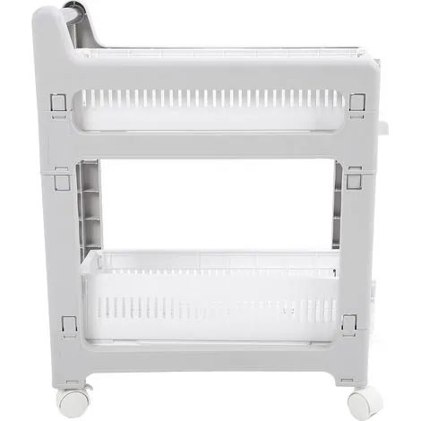 Chariot de rangement à 2 niveaux avec panier coulissant, roues universelles, grande capacité et frein, idéal pour la maison. (1/3)