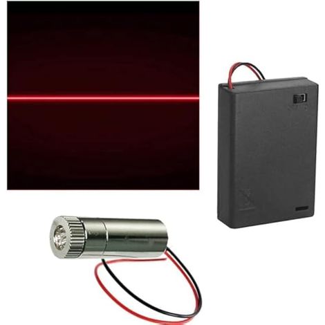 Module de Diode Laser, 1pcs 650nm Rouge de LigneLaser 3-5V, Distance Focale Réglable, avec Lentille en Piastique + 1pcs 4,5V AA Batterie Boite (Forme de la source lumineuse:ligne) (1/5)
