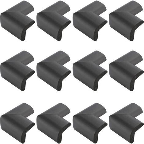 Lot de 12 Protections d'Angle Autocollantes pour Bébé - JINFGERNE - Sécurisez les Coins des Tables et Meubles, Mousse Sûre et Durable, Installation Facile, Noir (1/5)
