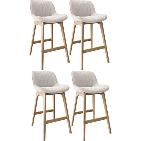 Lot Tabourets NORDEN Chêne et Velours Côtelé H75cm
