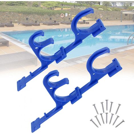 MIMOSON-Support en plastique pour poteau de piscine - Crochets de piscine - Râteau à feuilles - Support en plastique - Outils - Tuyau d'aspiration (bleu) (1/5)