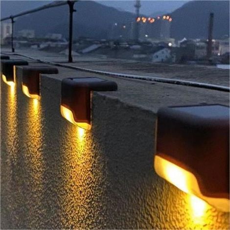 Lampes de cour étanches à LED solaires, lampes de clôture extérieure, lampes de marches de jardin, lampes de rampe d'escalier (lot de 4) (1/4)