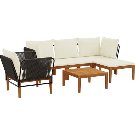 Maison Exclusive - 6 stk. Massives Akazienholz & Seil Natur (1/5)