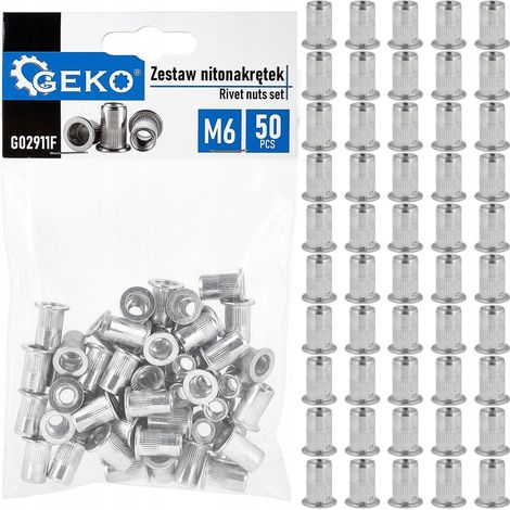 Set di dadi a rivetto in alluminio M6 1.0-3.0 50 pezzi (100) (1/4)