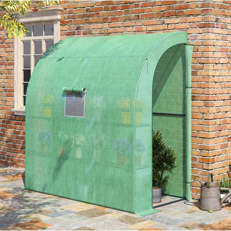CHICFURN Serra da giardino addossata 200 x 100 x 215 cm verde in acciaio e PE, 2 porte, UV (1/5)