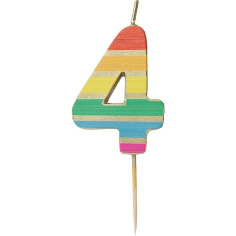 Bougie d'Anniversaire Chiffre 4 Arc-en-Ciel pour Gâteaux Décoration Bougies Numériques Fête Anniversaire Âge Milestone Hauteur 5,5 cm Emballage Recyclé (1/5)