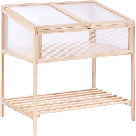 Invernadero de balcón de madera jardinera elevada panel transparente marrón claro Aranova (1/5)