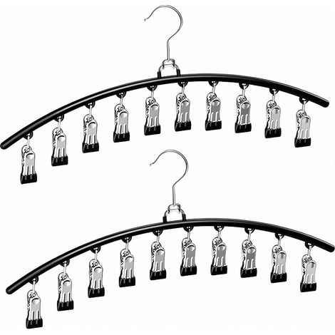 Lot de 2 Séchoirs à Chaussettes en Acier Inoxydable avec 10 Pinces Etendoir Chaussette Anti Vent Séchoir à Linge pour Chaussettes sous Vetements et Serviettes (1/5)