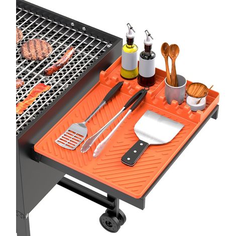 Tapis de cuisson en silicone compatible avec Blackstone, tapis de protection pour ustensiles de cuisine avec bac récupérateur de graisse, tapis pour spatule pour plan de travail de cuisine extérieure, (1/5)