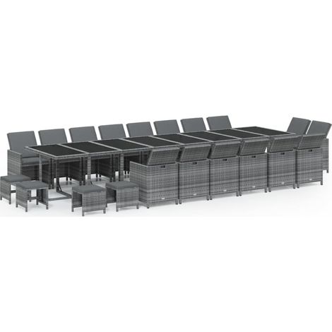 Maison Exclusive - 21-tlg. Garten-Essgruppe mit Kissen Poly Ratta