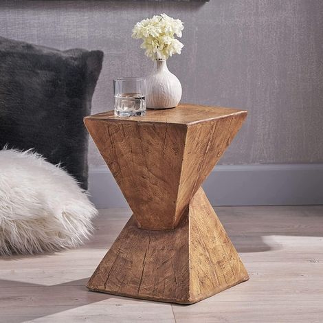 Beistelltisch Holz Style Couchtisch Nachttisch Leichter Beton Kaffeetisch Wohnzimmertisch für indoor outdoor 30×46cm (1/4)