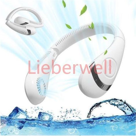 3000mAh Battery, USB Neck Fan, Portable Mini Neck Fan with 3 Speeds, 360° Surround Airflow, White, Foldable and Lightweight (1/4)