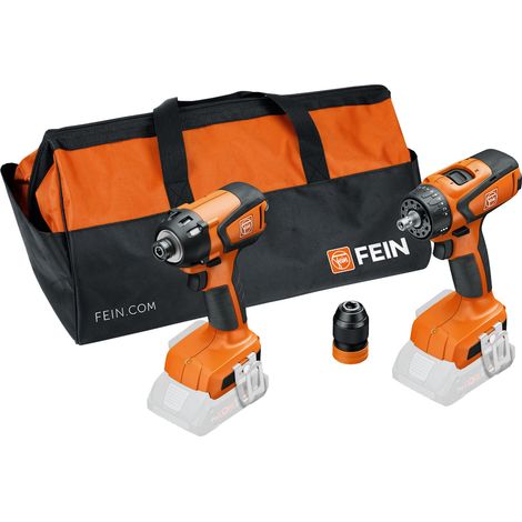 FEIN Combo Avantage sans fil: Visseuse à chocs sans fil ASCD 18-200 W4 & Perceuse-visseuse sans fil ASCM 18 QSW Solo en sac - 99100000835