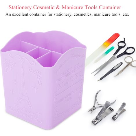 Boîte de Rangement Violette pour Maquillage et Accessoires de Beauté avec Motif Tour Eiffel (1/5)