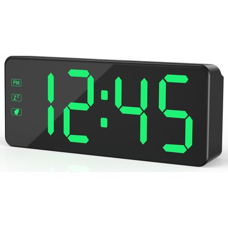 Réveil numérique avec Grand écran LED, luminosité réglable, Format 12/24h, Facile à Utiliser, Fonctionnement sur Secteur avec Adaptateur, Horloge de Chevet Parfaite pour la Maison, Le Bureau (1/5)