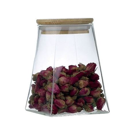 Pot de Conservation Triangulaire en Verre avec Couvercle en Bois Transparent 740 ml - PANGIVO (1/5)