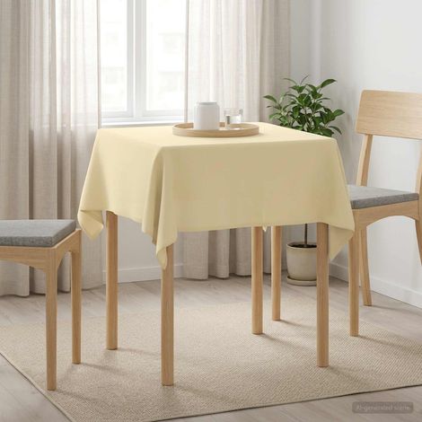 vidaXL Table Cloth Square Cream White 110 x 110 cm Polyester (1/5)