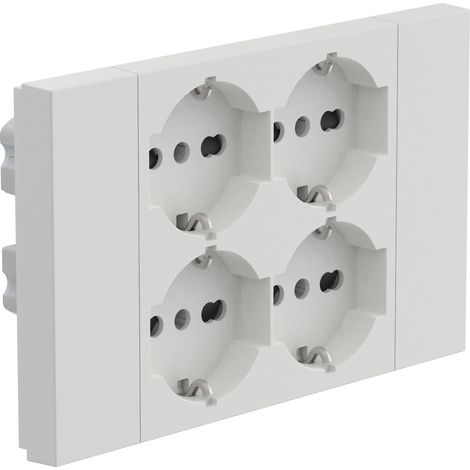 Electraline 22108 Multipresa da incasso Quadra 4 Posti Universali P40, compatibile con tutte le scatole da incasso 3 e 4 posti (muratura o cartongesso), Bianco (1/5)