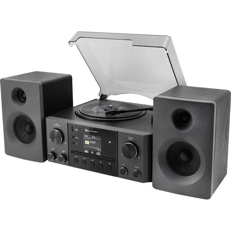 Chaîne HiFi DAB+ FM Bluetooth USB MP3 CD – Fonction réveil – Écran couleur 6,1 cm – 40 emplacements mémoire – Soundmaster