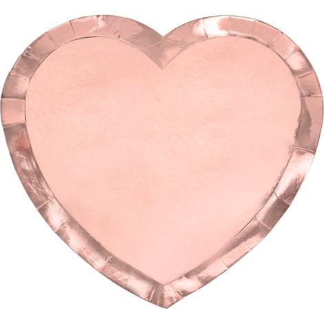 Piatti di carta a forma di cuore PartyDeco, oro rosa, 21x19 cm / 6 pezzi (1/5)