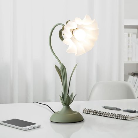 Lampe de Chevet Enfant Verte Col de Cygne Flexible, Abat-Jour Fleur Muguet, Intensité Réglable, Lampe Lecture Décorative Chambre Fille (1/5)