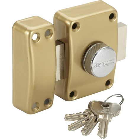 Bricard – Verrou de sécurité à bouton condamnation pour porte – Cylindre 45 mm – Double protection avec carte de propriété – Anti crochetage