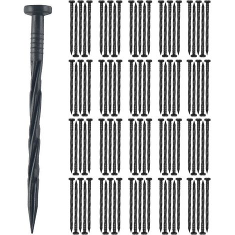 100pcs Piquet de Fixation Plastique,Piquet Sol en Plastique,Piquet de Fixation pour bache,ancrage de Sol pour Jardin,Clous pour Jardin 20cm (1/5)