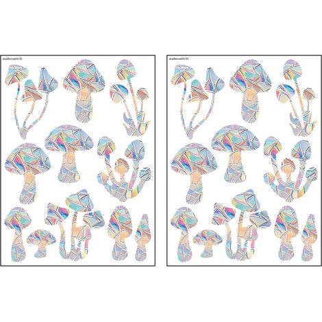 Fensteraufkleber – Regenbogenprisma – Stoßfeste PVC-Vögel – Pilzmuster – 22 x 30 cm – 4er-Pack (1/5)