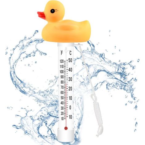 Thermometre Piscine, Thermomètre Flottant Pool Thermomètre, Thermomètre de Piscine avec Ficelle, Pool Thermometre Flottant pour Piscine Spas Aquariums Bassins à Poissons (petit canard jaune) (1/5)