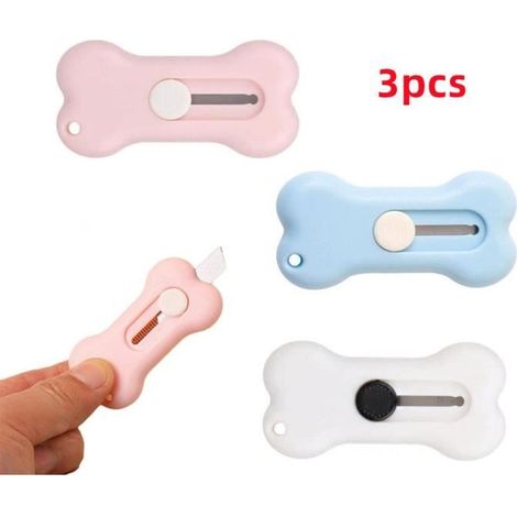 Mini couteau - Mini Utilitaire - Cutter Rétractable - Couleurs variées - Dimensions 6.5x3.4 CM - 3 pièces (1/4)