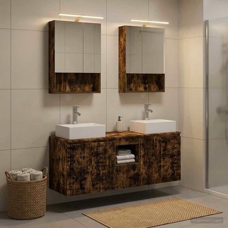 vidaXL Bathroom Cabinet Set 5 pcs Smoked Oak Engineered Wood (1/5)