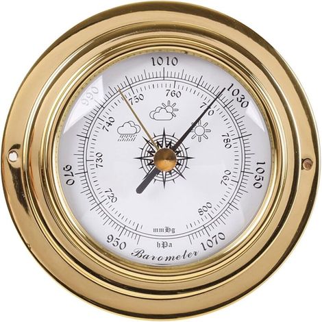Wandbarometer/Thermometer/Hygrometer – Uhr, Temperatur- und Hygrometer – Für den Innen- und Außenbereich – Wandmontage – Crezuo-Crezuo Wandthermometer