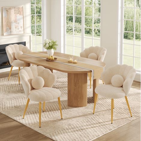 Table à manger 180x90 cm MDF noyer pieds métal noirs pour 6 à 8 personnes - CHICFURN (1/5)