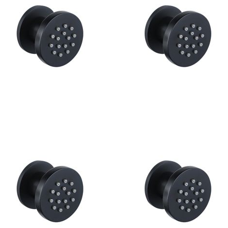 Fortifura Calvi douche latéral - 5cm - rond - 4 pièces - noir mat