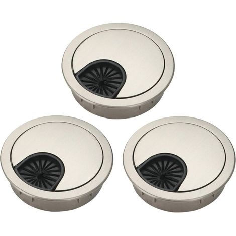 EASYCOMFORT Oeillets de bureau, cache-câbles pour la maison et le bureau (argent brossé, 3 pièces) (1/5)