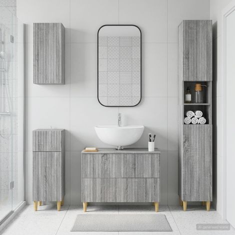 vidaXL 4 Piece Bathroom Cabinet Set ARNHEM Grey Sonoma Engineered Wood (1/5)
