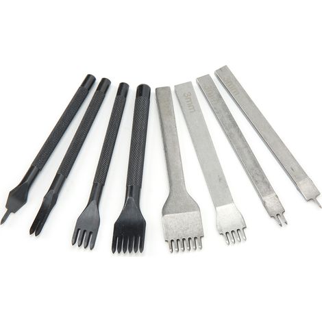 Poinçon à cuir DIY 8 pièces 3 mm 1+2+4+6 dents, poinçon multi-trous, poinçon rond pour ceinture. (1/5)