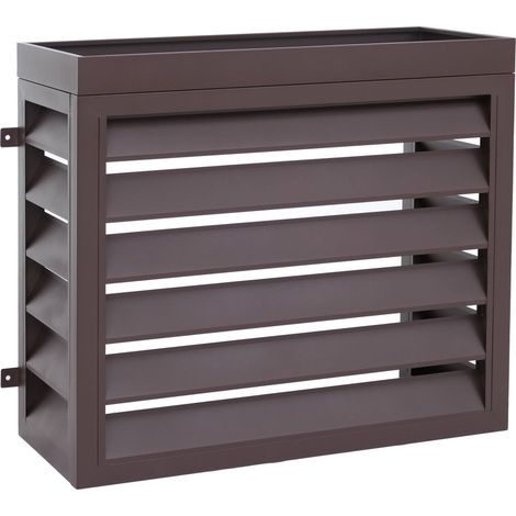 Habillage pour climatiseur/échangeur thermique HHG-577 avec jardinière, couvercle, métal 80 x 97 x 38 cm, marron foncé (1/5)