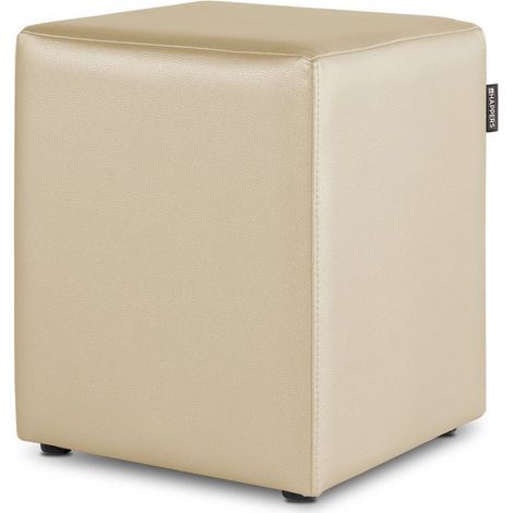 Pouf Cube Similicuir Écru 1 UNITÉ Écru