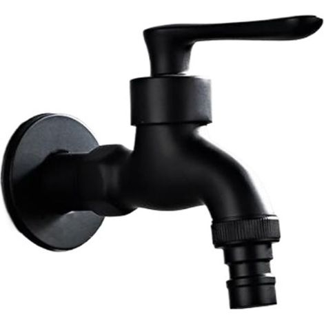 Robinet de salle de bain court noir pour machine à laver, robinet de jardin, robinets noirs (1/4)