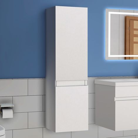 Hochschrank 130 cm Hängeschrank Badschrank Badezimmer Schrank Weiß Matt (1/5)