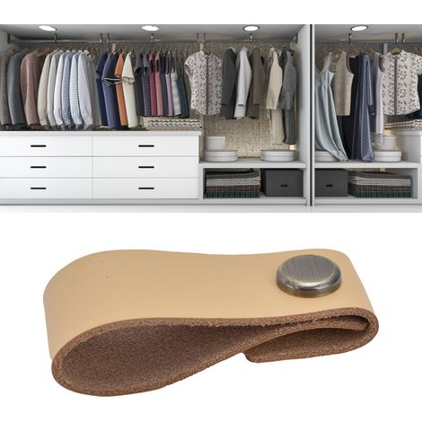 Poignée de tiroir en simili cuir moderne, couleur marron clair, pour armoire et porte de placard