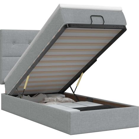 Lit ottoman avec matelas Gris clair 90 x 200 cm Tissu vidaXL (1/5)