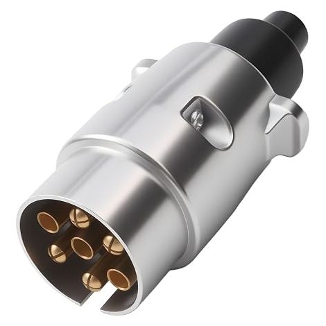 7 Pin 12V Waterproof Metal Trailer Plug Universal Male Connector with Copper Contacts, Compatible with Caravan, Camper, Motorcycle, Car and Trailer, Easy Installation (1/5)