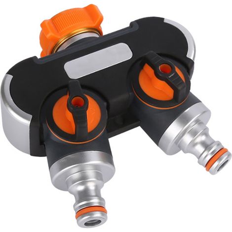 Distributeur 2 Voies, 3/4"Et 1/2" Avec Adaptateur De Robinet, Convient Pour L'irrigation De Jardin Et Tuyau D'arrosage De Jardin, Débit D'eau Réglable Et Verrouillable (1/5)